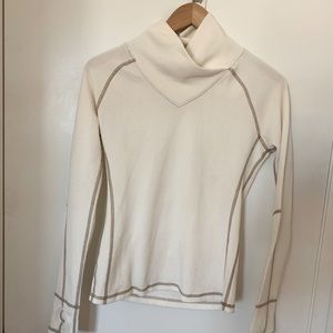 Prana ivory long-sleeved performance knit light sweater shirt (S)